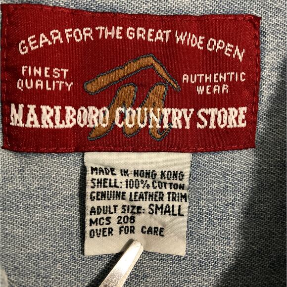 Marlboro County Store Vintage Denim Shirt Men's Small Blue Fade Cowboy Western - Picture 4 of 9